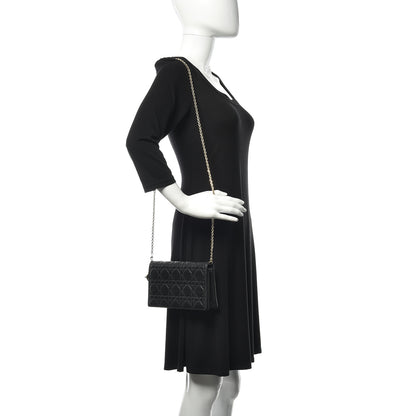 Christian Dior Lambskin Cannage Lady Dior Chain Wallet Black 2 of 11