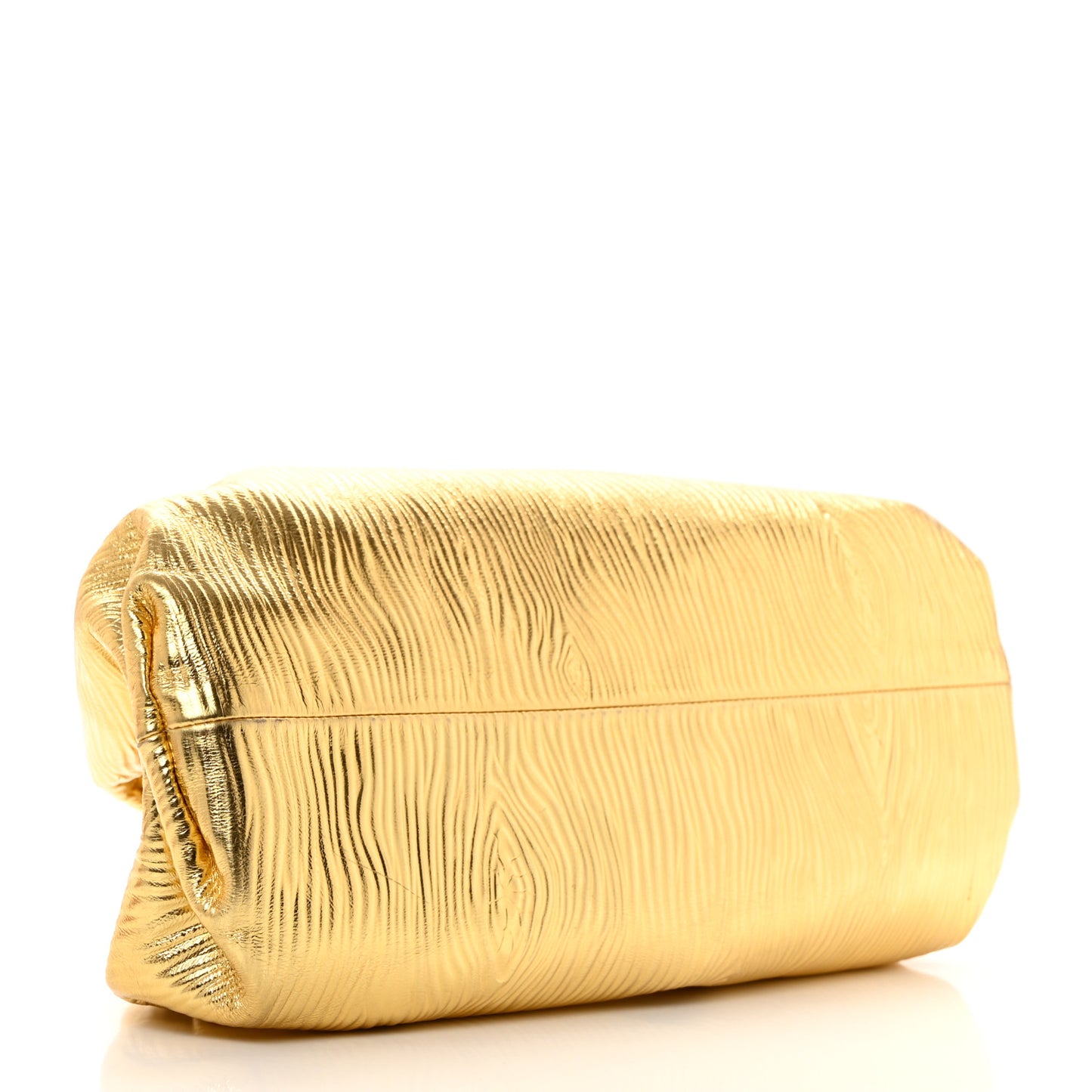 Metallic Bark Calfskin Embossed The Pouch Oversized Clutch Oro