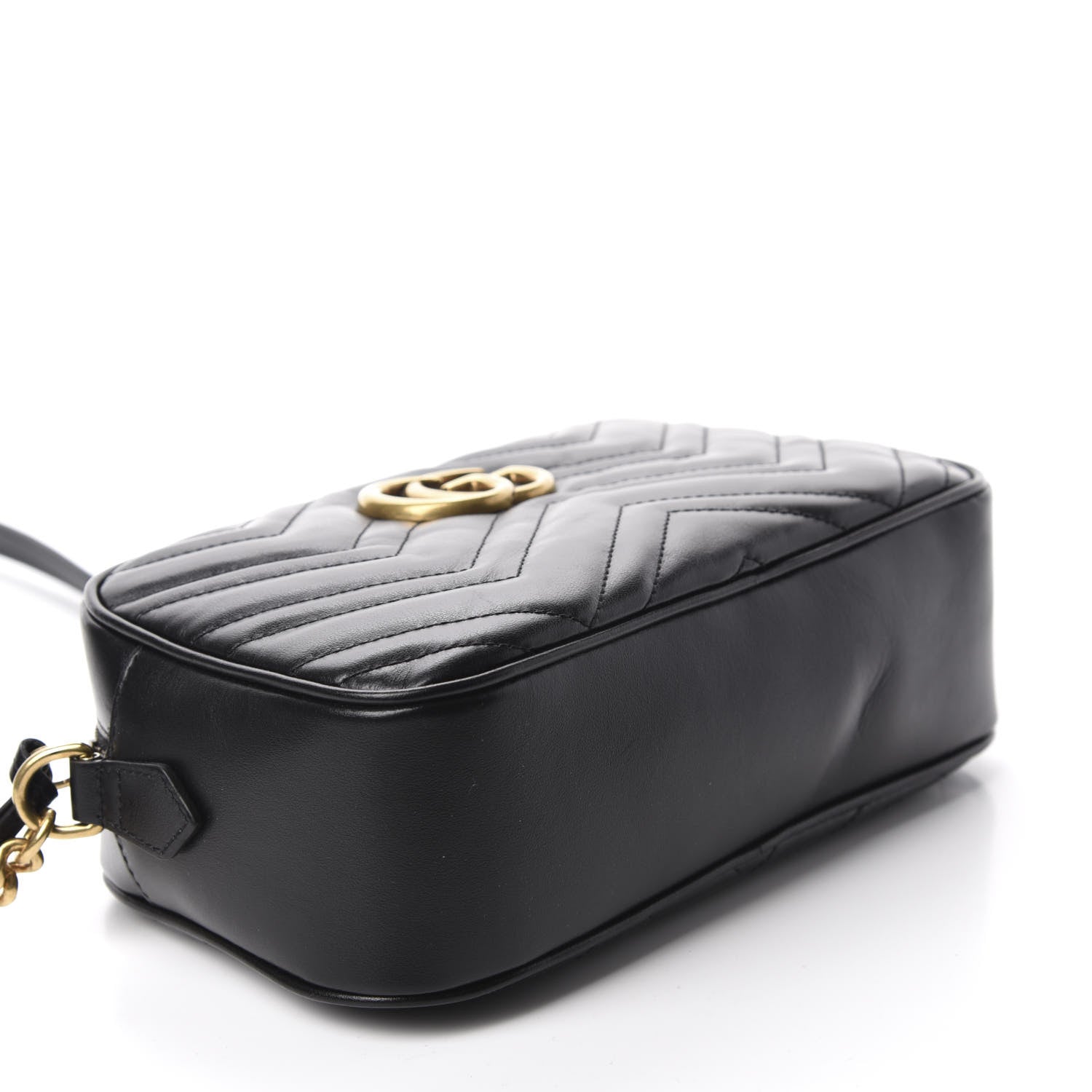 Gucci Calfskin Matelasse Small GG Marmont Chain Shoulder Bag Black 4 of 10