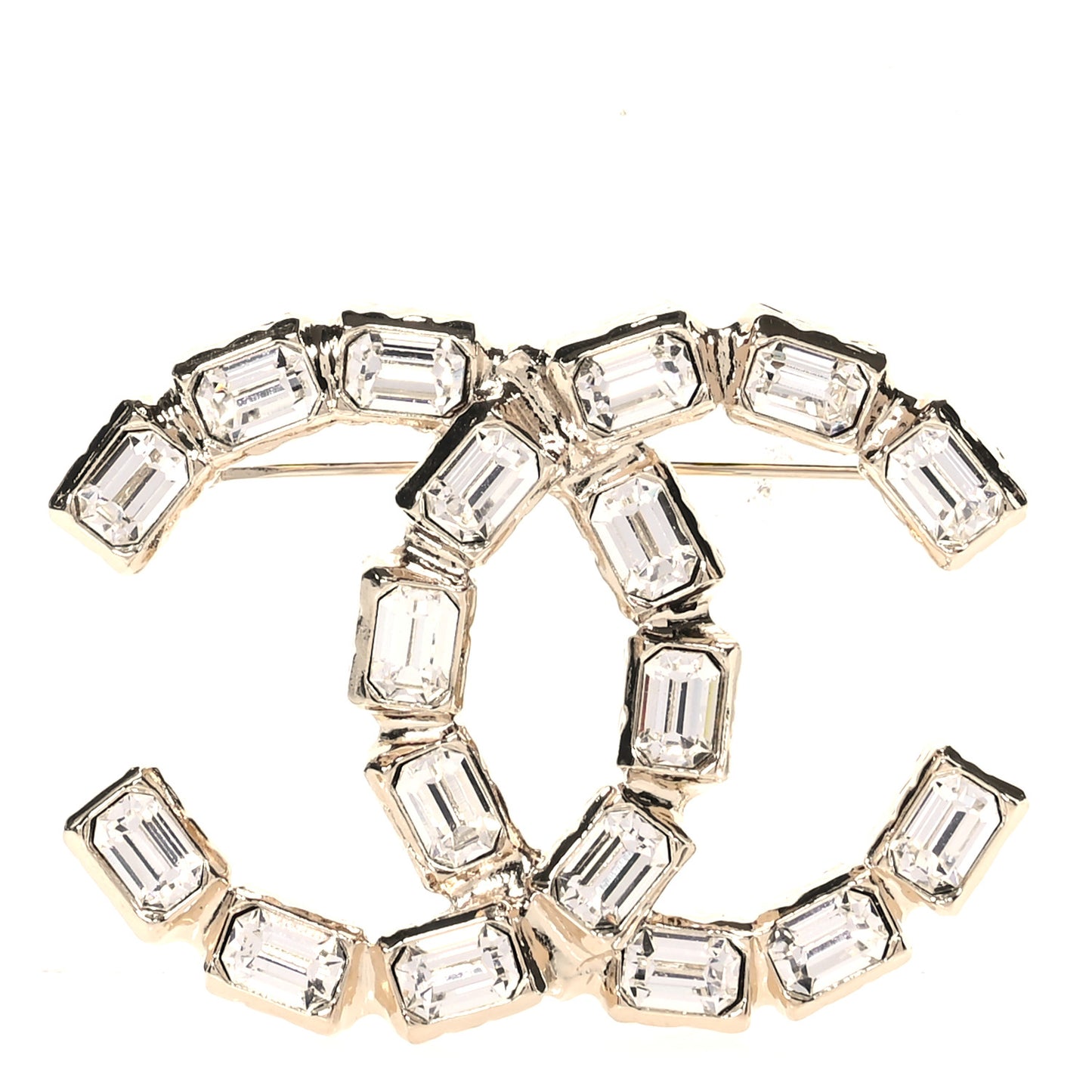 Baguette Crystal CC Brooch Gold