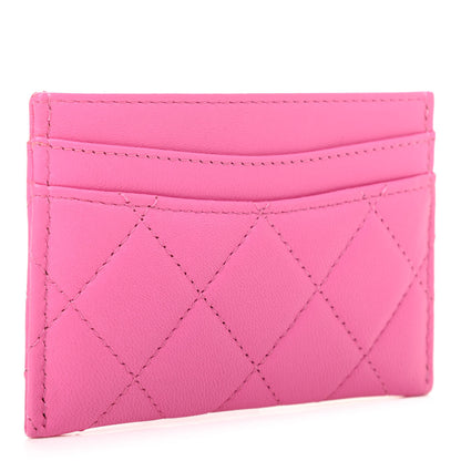Chanel Lambskin Quilted Card Holder Neon Pink 3 of 8