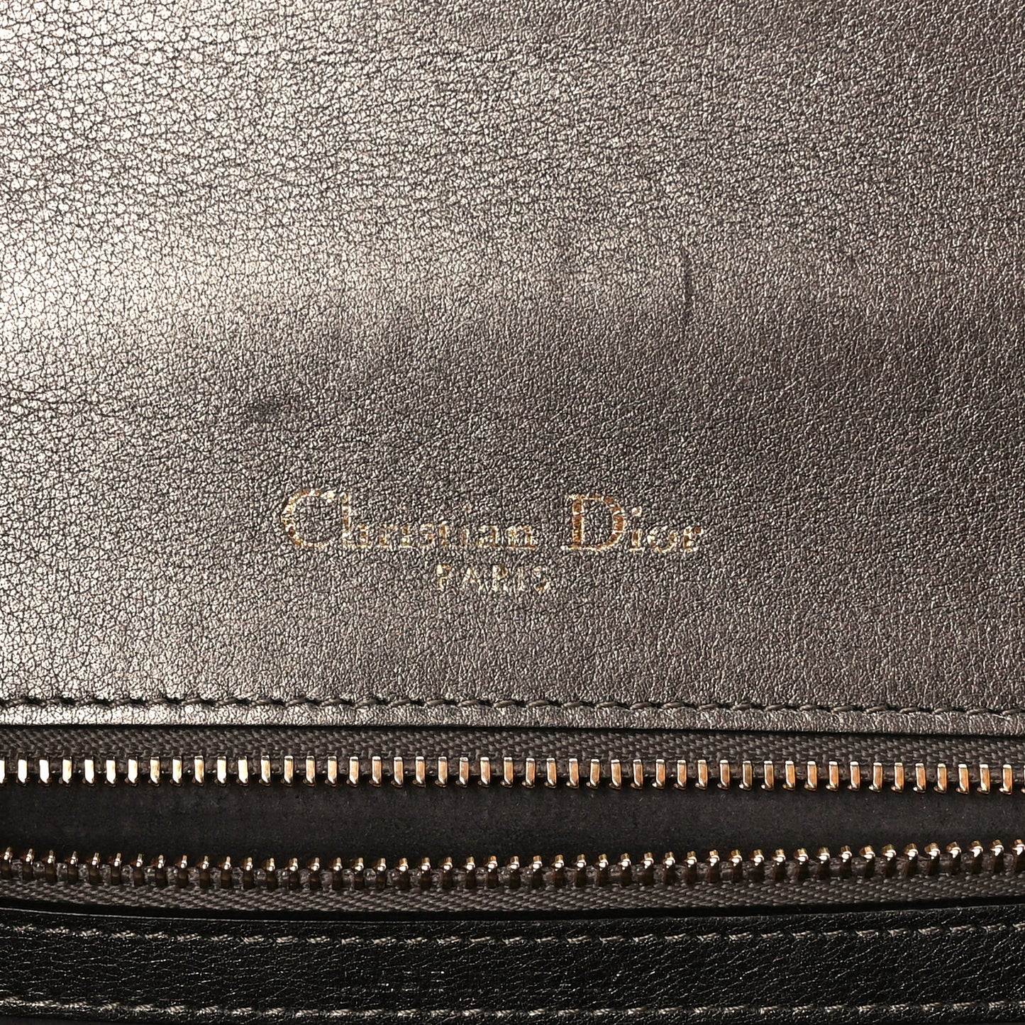 Metallic Calfskin Small Diorama Flap Bag Gunmental