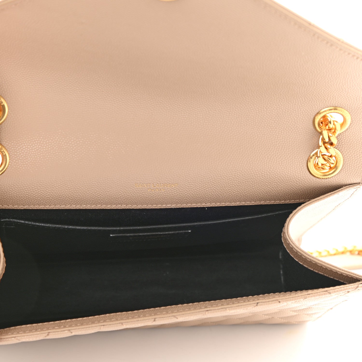 Saint Laurent Grain De Poudre Textured Mixed Matelasse Medium Triquilt Monogram Satchel Dark Beige 4 of 10