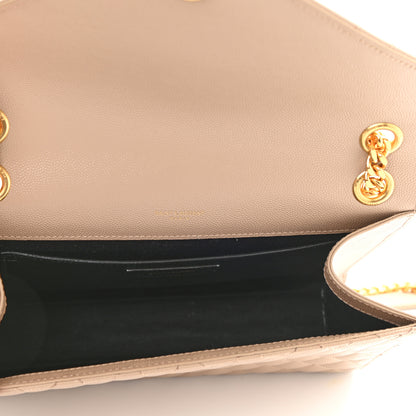 Saint Laurent Grain De Poudre Textured Mixed Matelasse Medium Triquilt Monogram Satchel Dark Beige 4 of 10