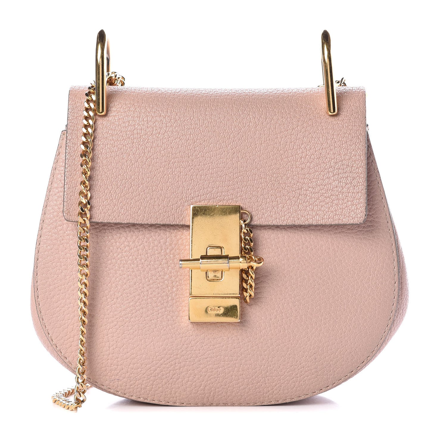 Grained Lambskin Mini Drew Shoulder Bag Cement Pink
