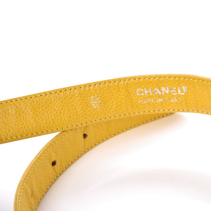 Chanel Caviar CC Logo Skinny Belt 80 32 Yellow 7 of 7