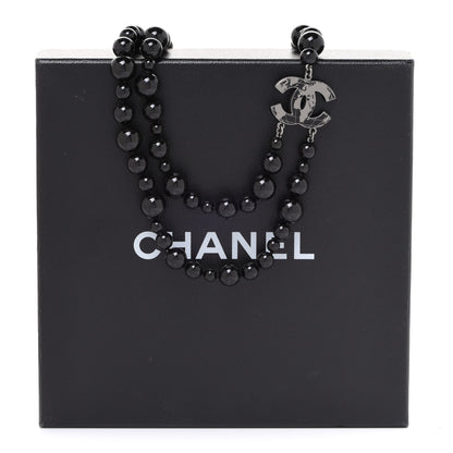 Chanel Glass Bead CC Map Short Necklace Ruthenium Black 6 of 8