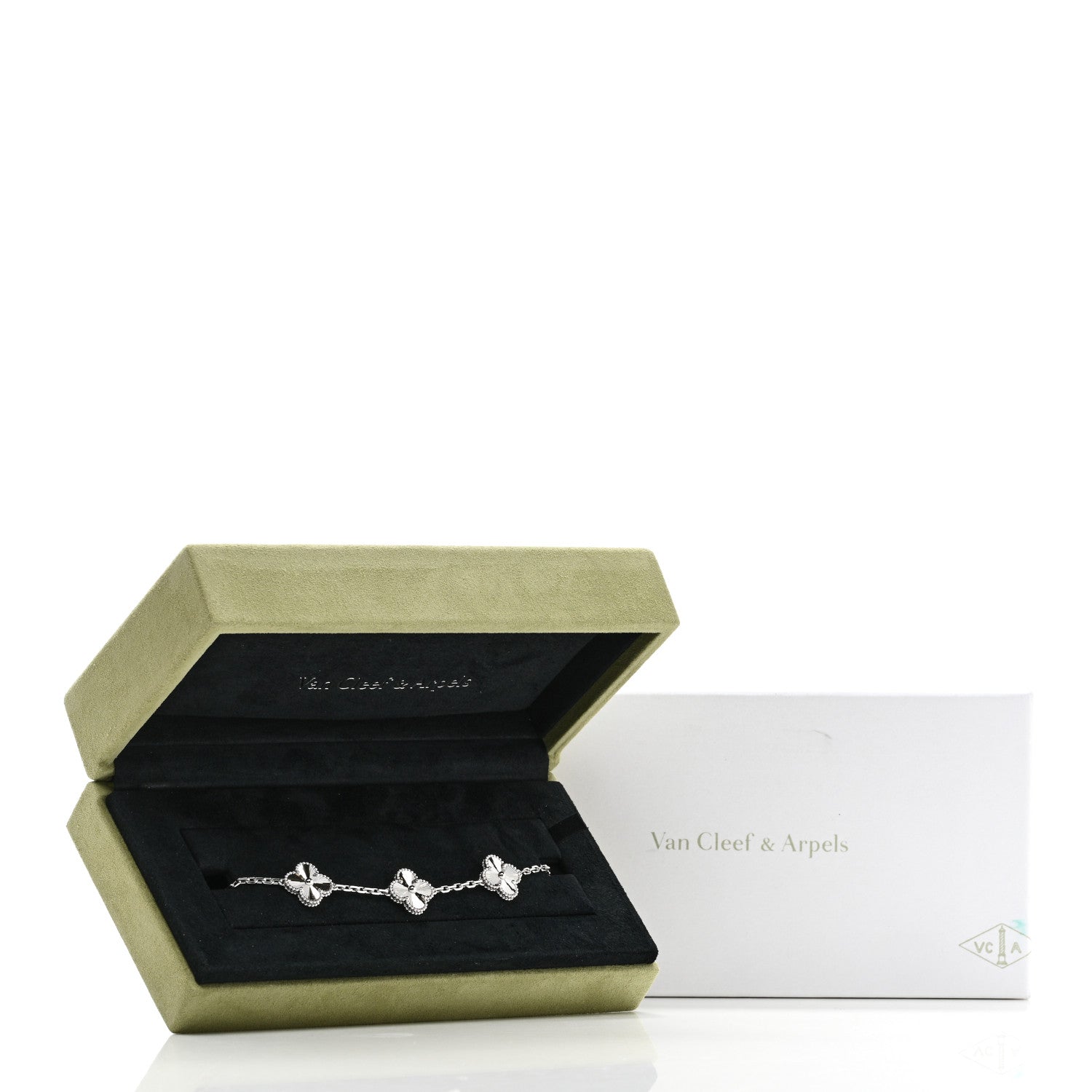 Van Cleef & Arpels VAN CLEEF & ARPELS 18K White Gold 5 Motifs Guilloche Vintage Alhambra Bracelet 6 of 6