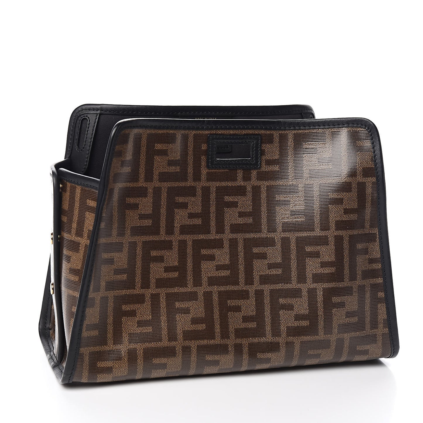 Glazed Fabric Vitello Century FF 1974 Stamp Patch Mini Peekaboo Defender Cover Mogano Panna Black