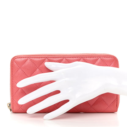 Chanel Caviar Quilted Large Gusset Zip Around Wallet Pink 2 of 13