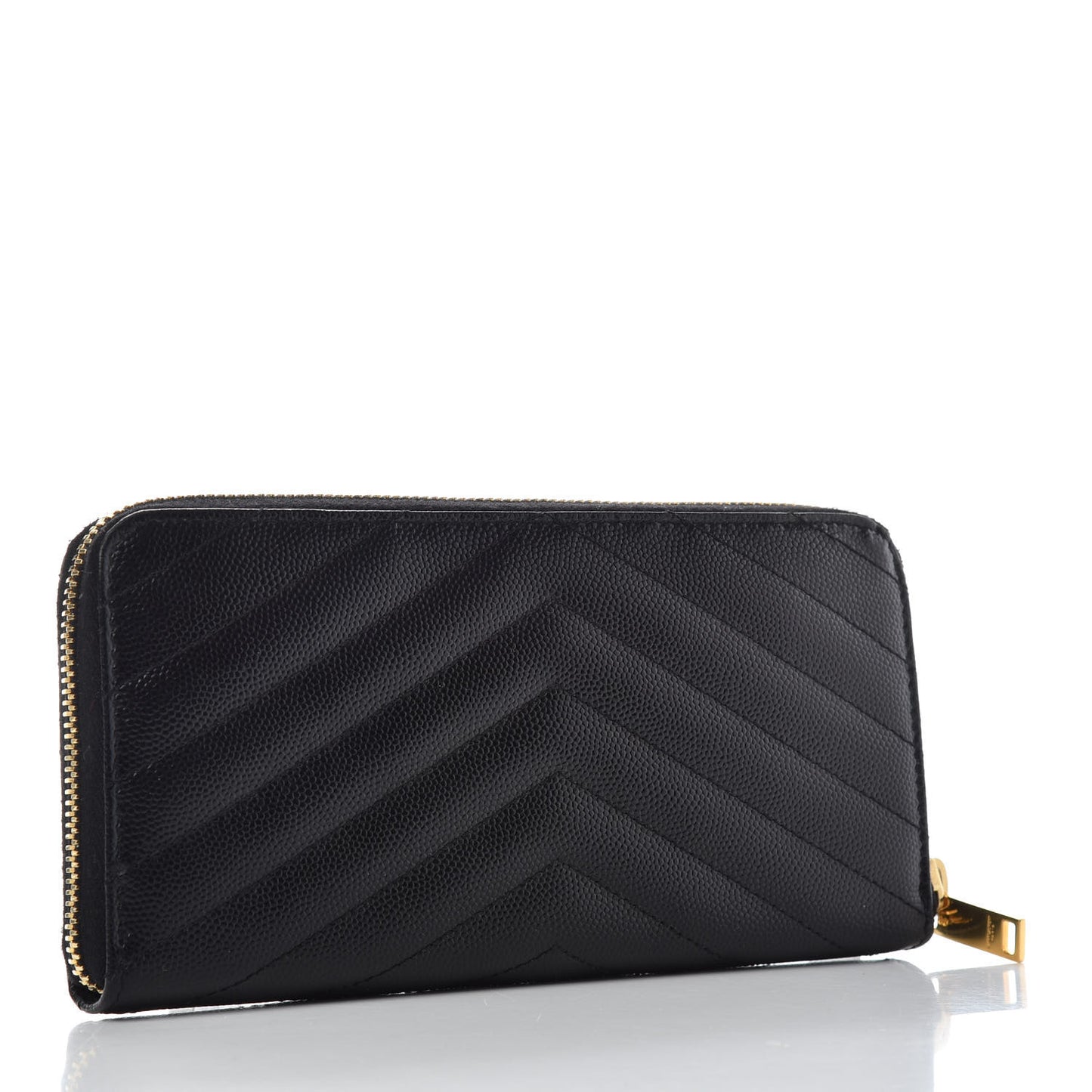 Grain De Poudre Matelasse Chevron Monogram Zip Around Wallet Black