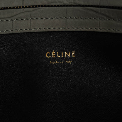 Celine Crocodile Embossed Nubuck Medium Phantom Luggage Grey 6 of 7