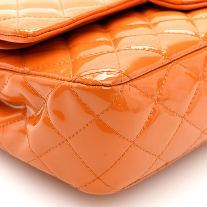 Chanel Patent Quilted Medium Double Flap Orange 9 of 10