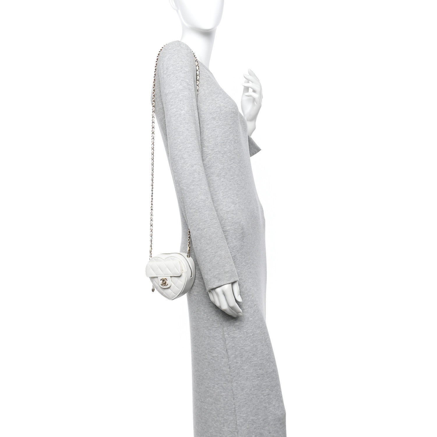 Chanel Lambskin Quilted CC In Love Heart Clutch With Chain White 2 of 11