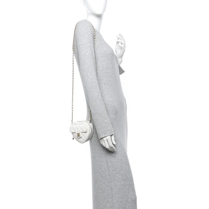 Chanel Lambskin Quilted CC In Love Heart Clutch With Chain White 2 of 11
