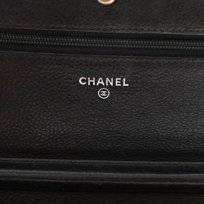 Chanel Crumpled Calfskin Quilted Wallet On Chain WOC So Black 6 of 15