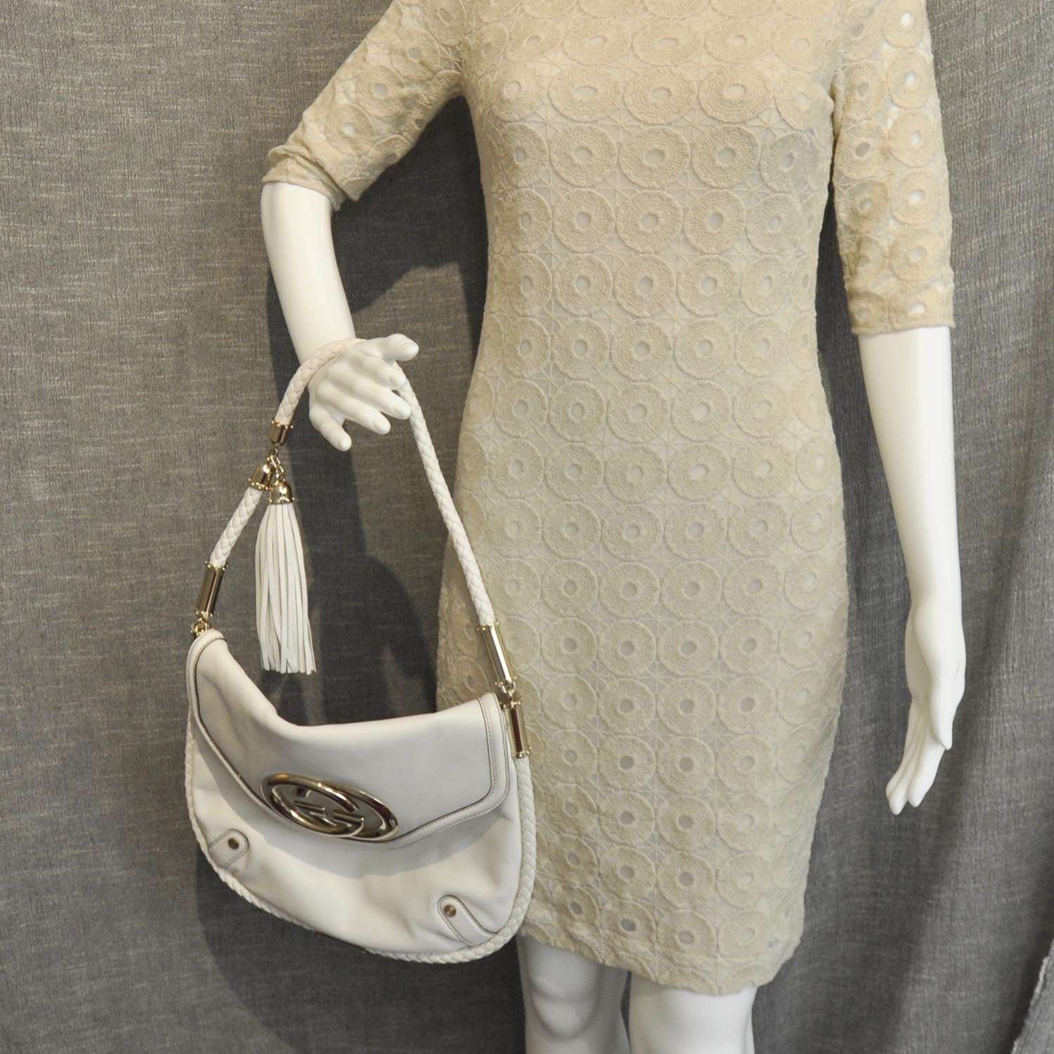 Gucci Leather Britt Shoulder Bag Ivory 2 of 8