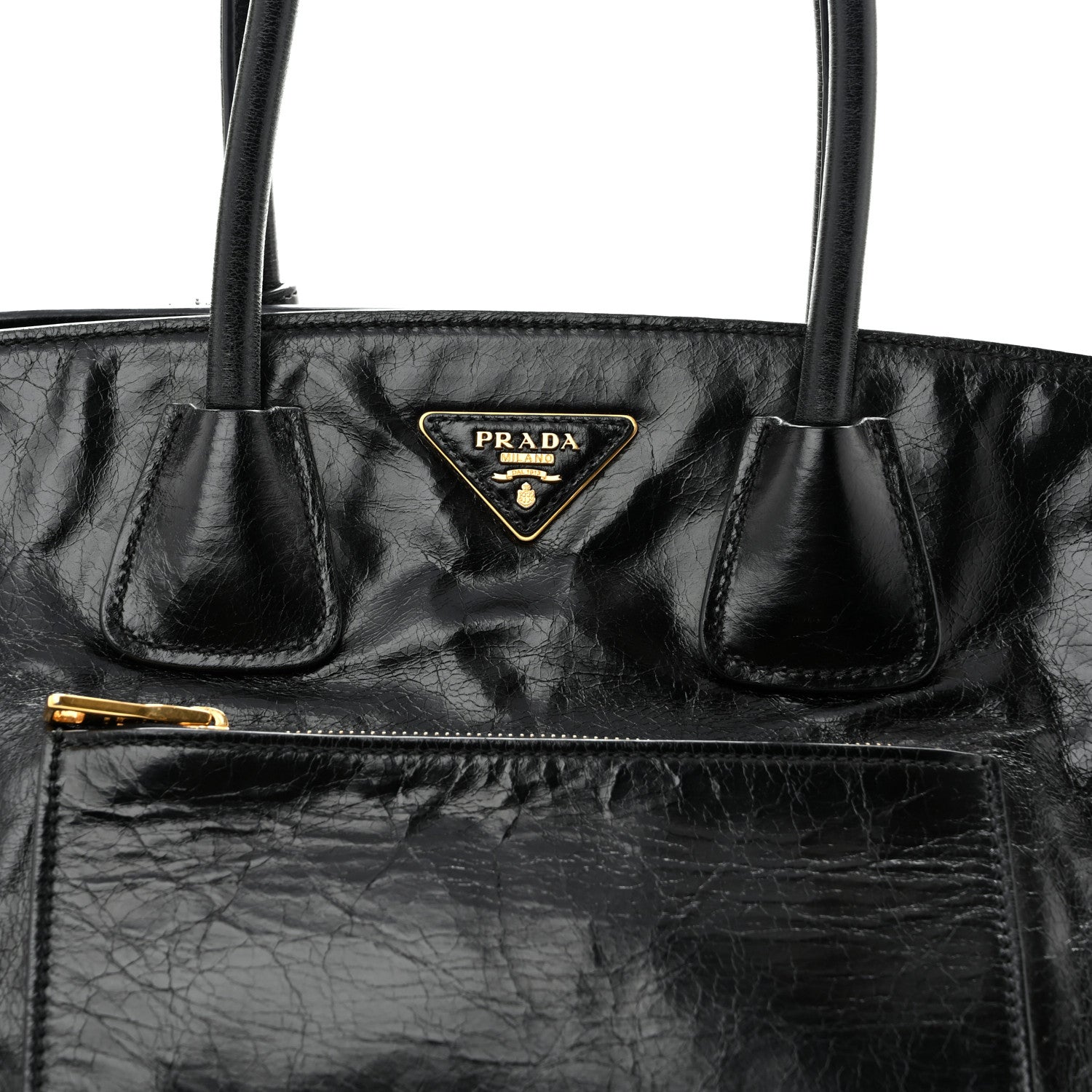 Prada Glossy Calfskin Phenix Shopping Tote Black 8 of 12