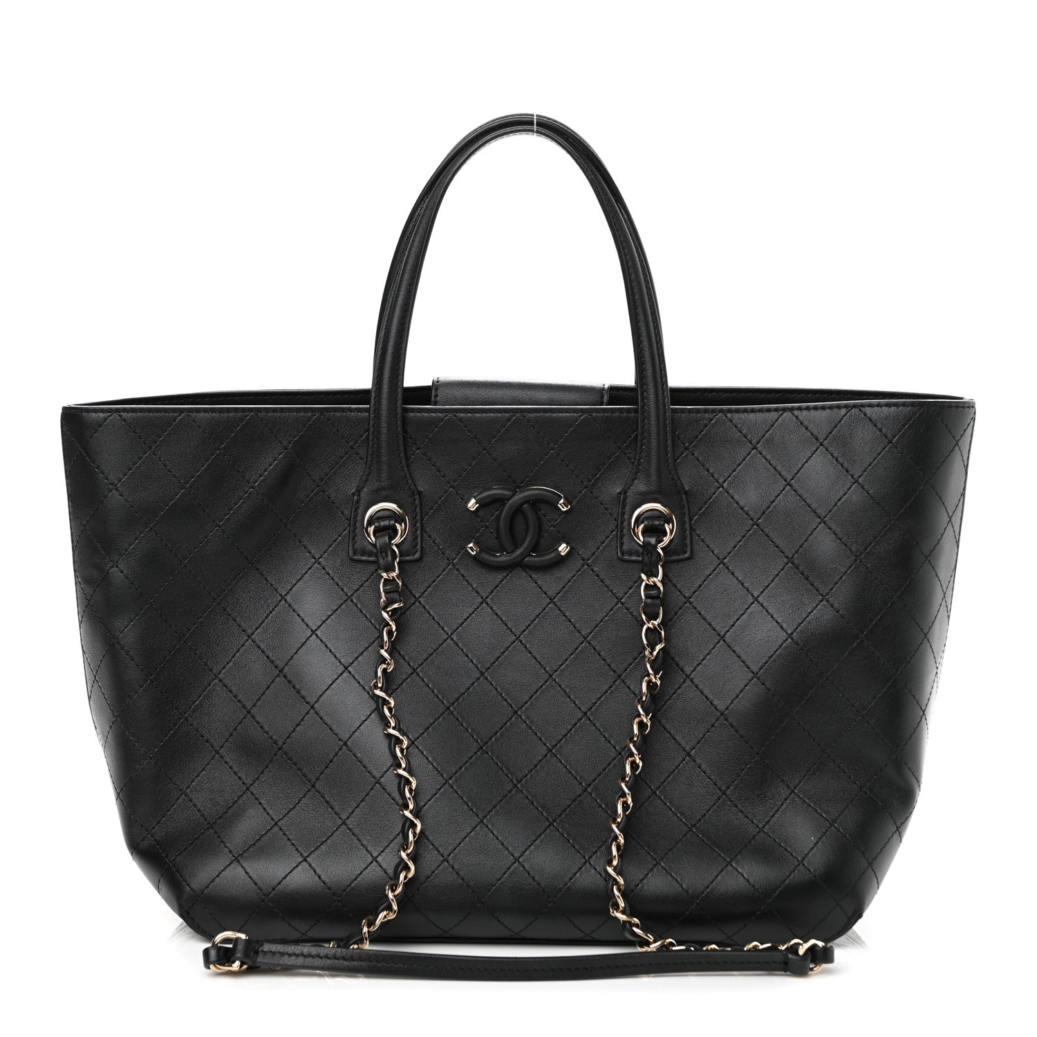 Chanel Calfskin Stitched Shopping Tote Black 1 of 10