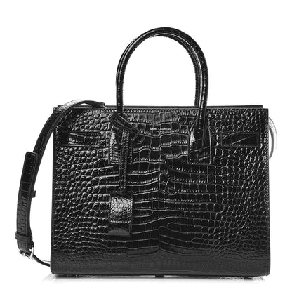 Saint Laurent Calfskin Crocodile Embossed Baby Sac De Jour Black 1 of 9
