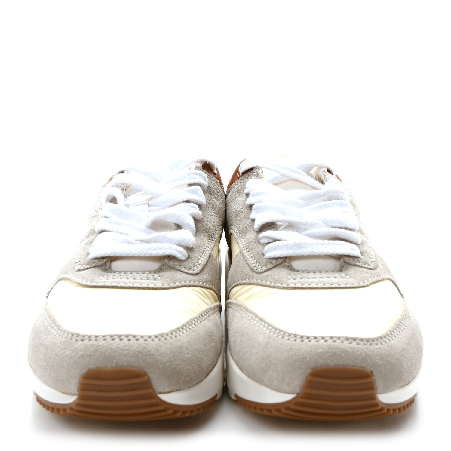 Saint Laurent Nylon Calfskin Suede Bump Low Top Sneakers 37.5 White Grey Cuoio 3 of 9