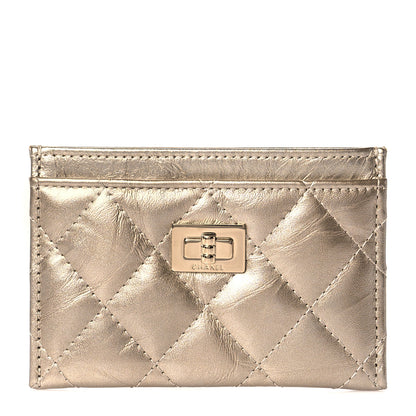 Chanel Metallic Aged Calfskin Quilted Reissue Card Holder Gold 1 of 8