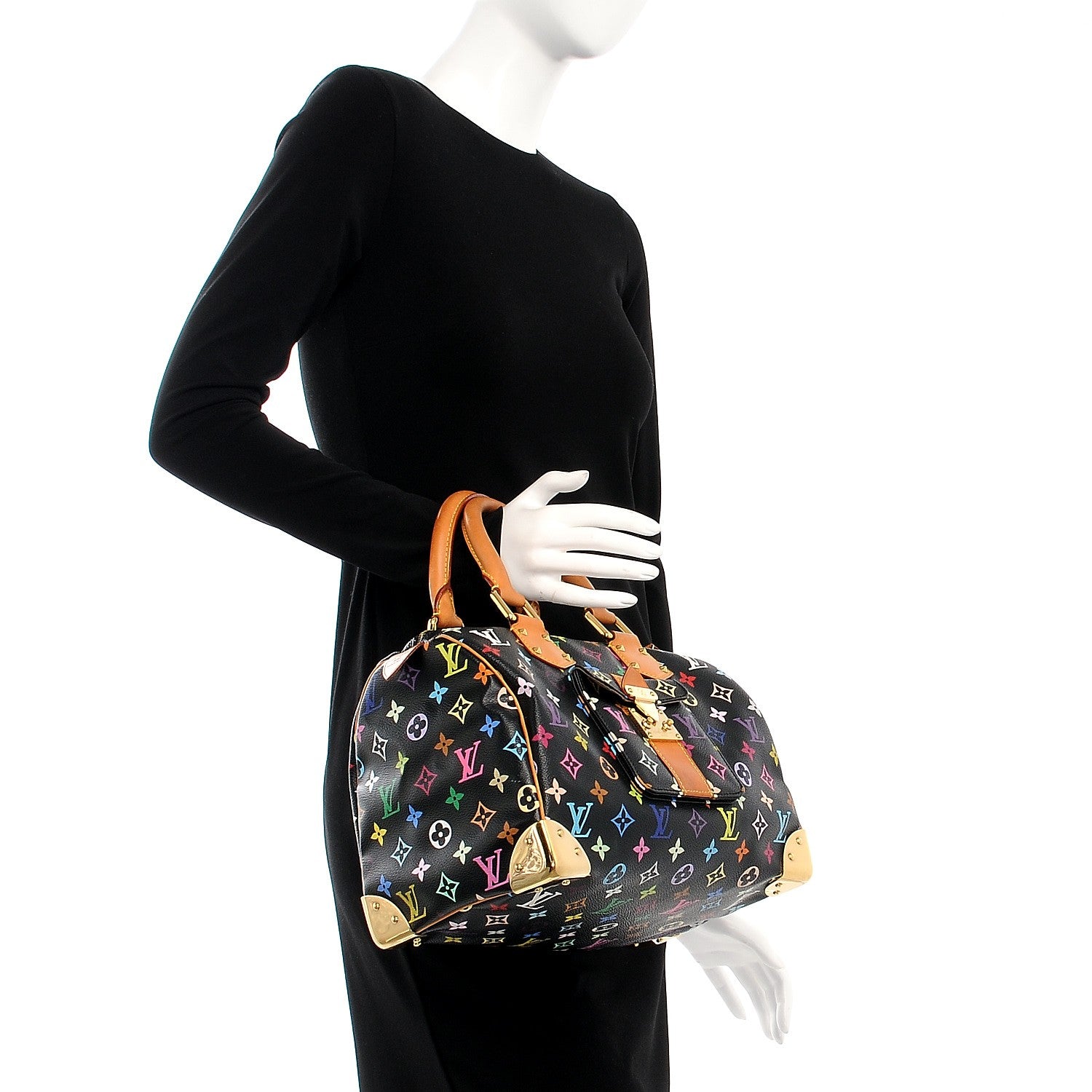 Louis Vuitton Monogram Multicolor Speedy 30 Black 2 of 16