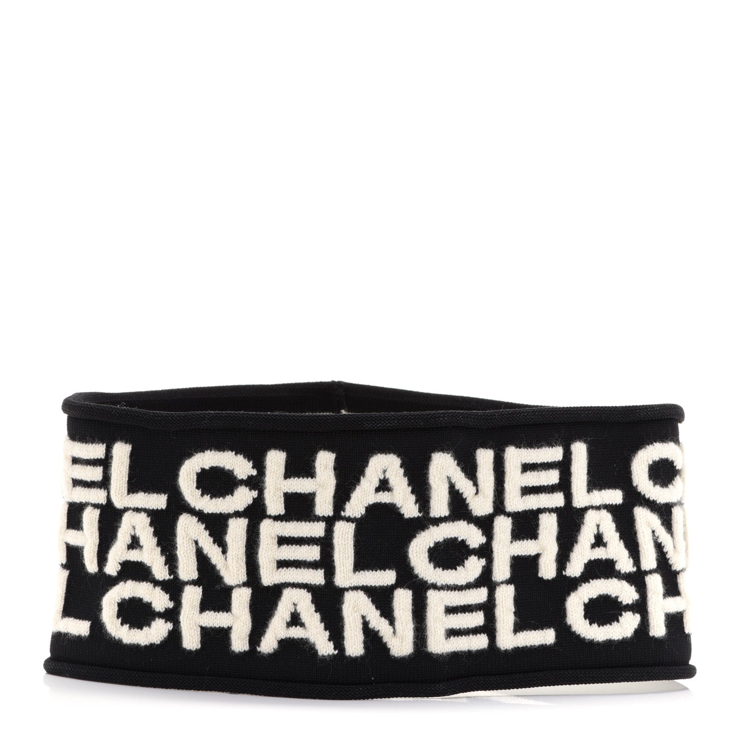 Chanel Cashmere Logo Headband Black White 1 of 7
