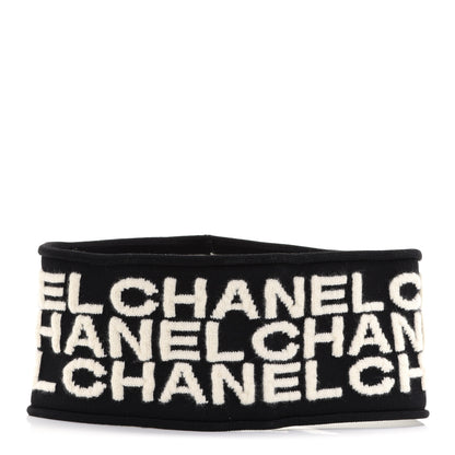 Chanel Cashmere Logo Headband Black White 1 of 7