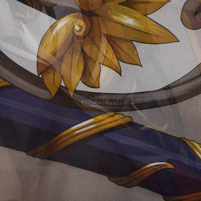 Hermes Silk Chiffon Daimyo Princes Du Soleil Levant Shawl 140 6 of 6