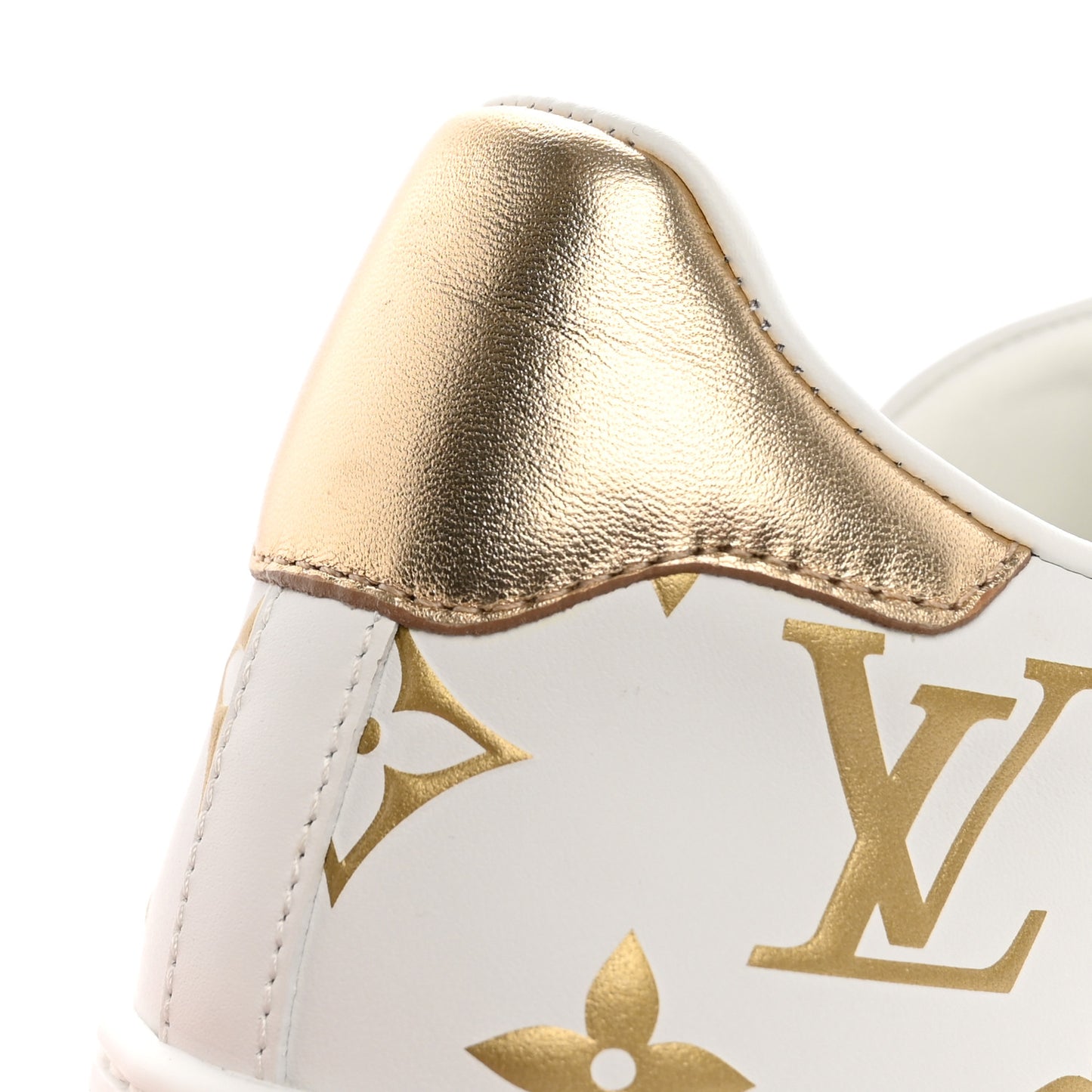 Calfskin Monogram Debossed Logo Time Out Sneakers 37 White Gold