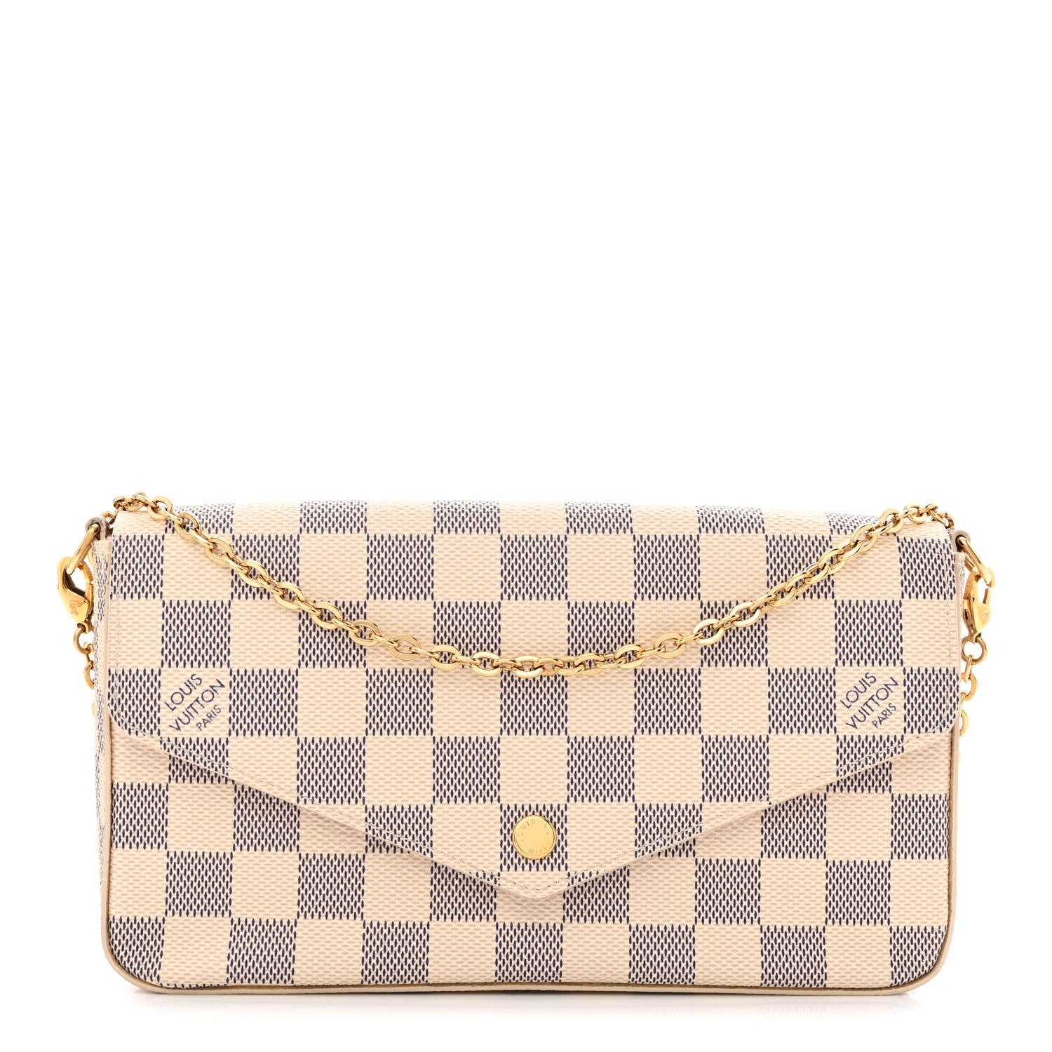 Louis Vuitton Damier Azur Pochette Felicie Chain Wallet Rose Ballerine 3 of 14