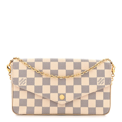 Louis Vuitton Damier Azur Pochette Felicie Chain Wallet Rose Ballerine 3 of 14