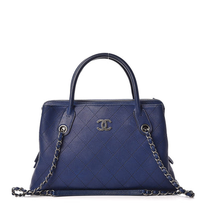 Chanel Grained Vegetal Calfskin Small Urban Shopping Tote Navy 1 of 7