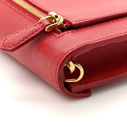 Prada Saffiano Metal Wallet With Chain Fuoco 11 of 12