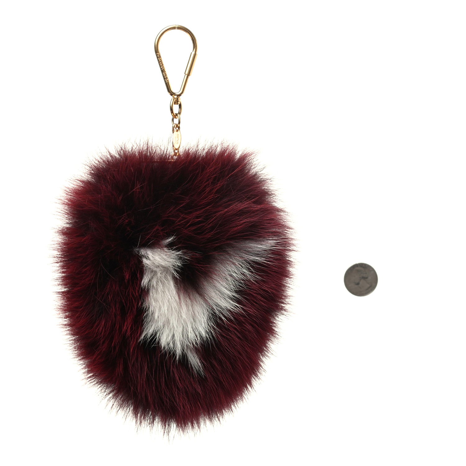 Louis Vuitton Fox Fur Fuzzy V Bag Charm Amarante 3 of 5