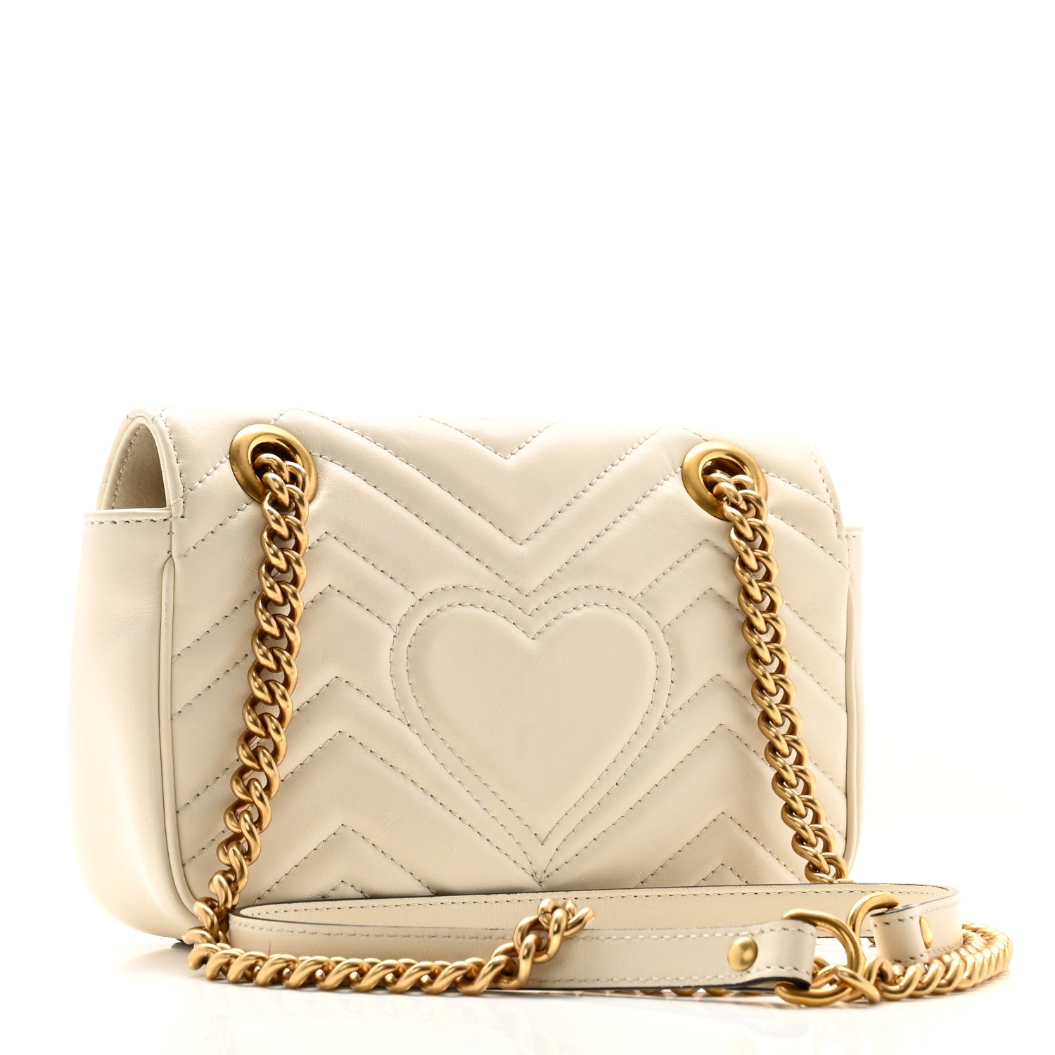 Gucci Calfskin Matelasse Mini GG Marmont Shoulder Bag White 3 of 11
