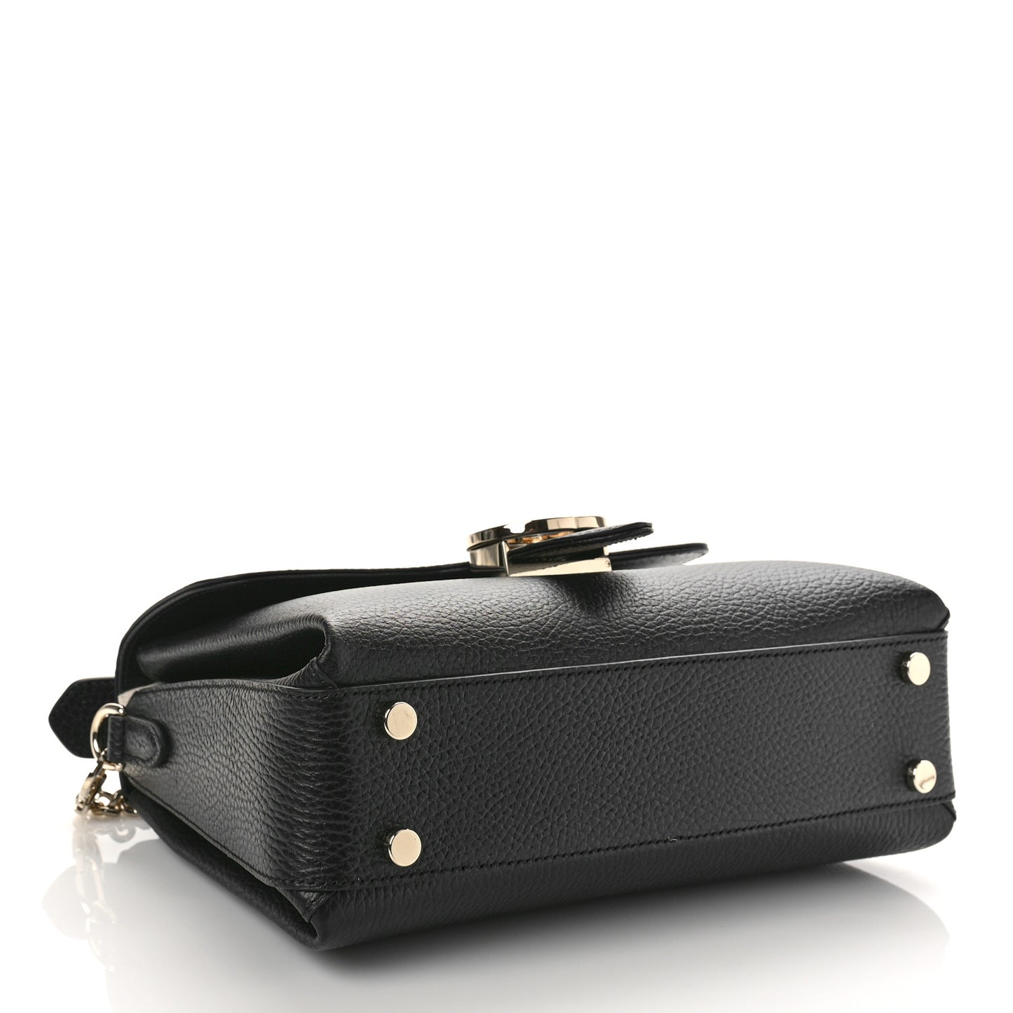 Dollar Calfskin Interlocking G Top Handle Shoulder Bag Black