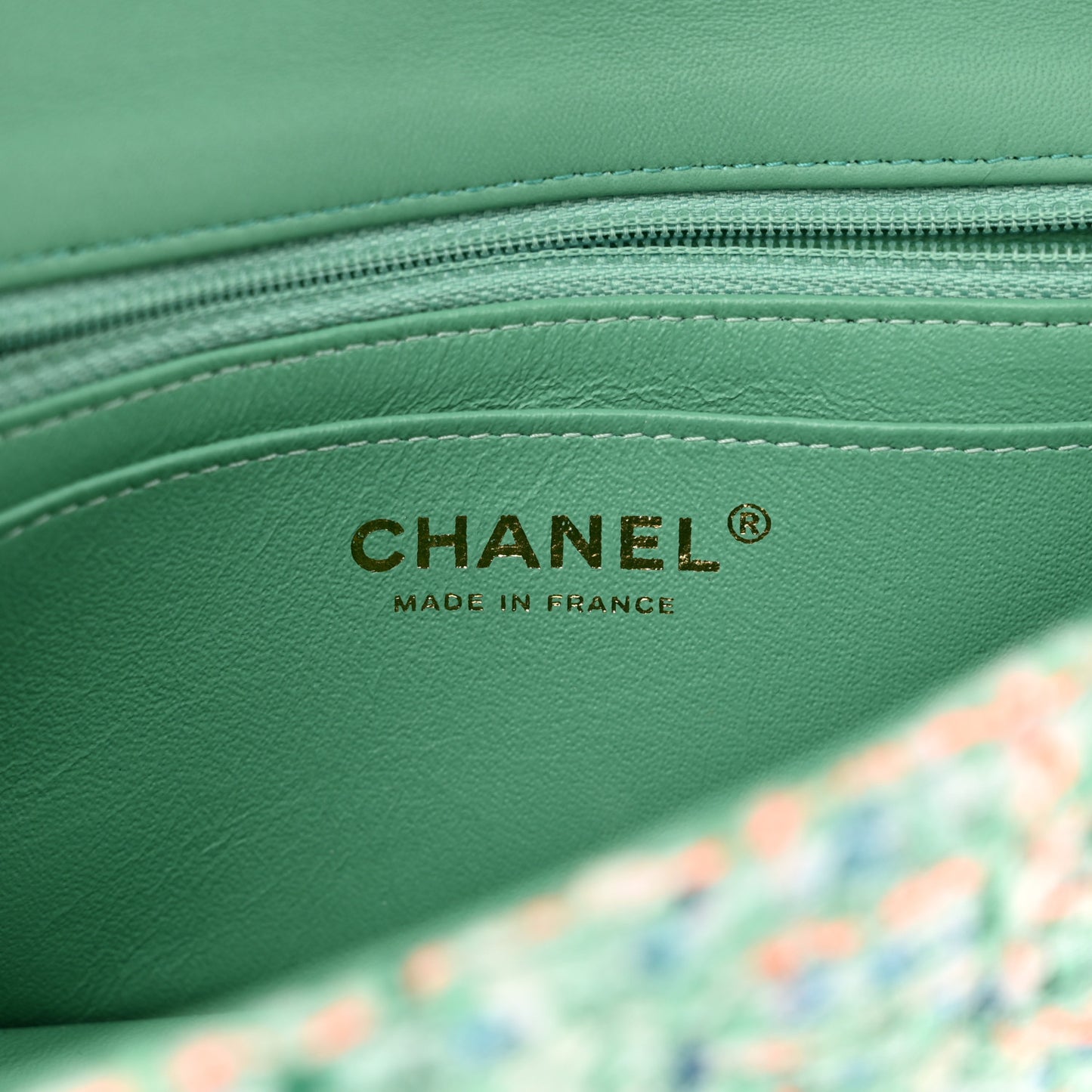 Tweed Quilted Mini Rectangular Flap Green White Blue Orange