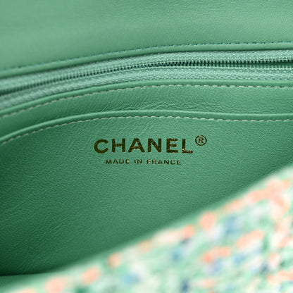 Chanel Tweed Quilted Mini Rectangular Flap Green White Blue Orange 6 of 13