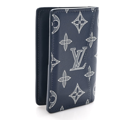 Louis Vuitton Calfskin Monogram Shadow Pocket Organizer Navy Blue White 3 of 7