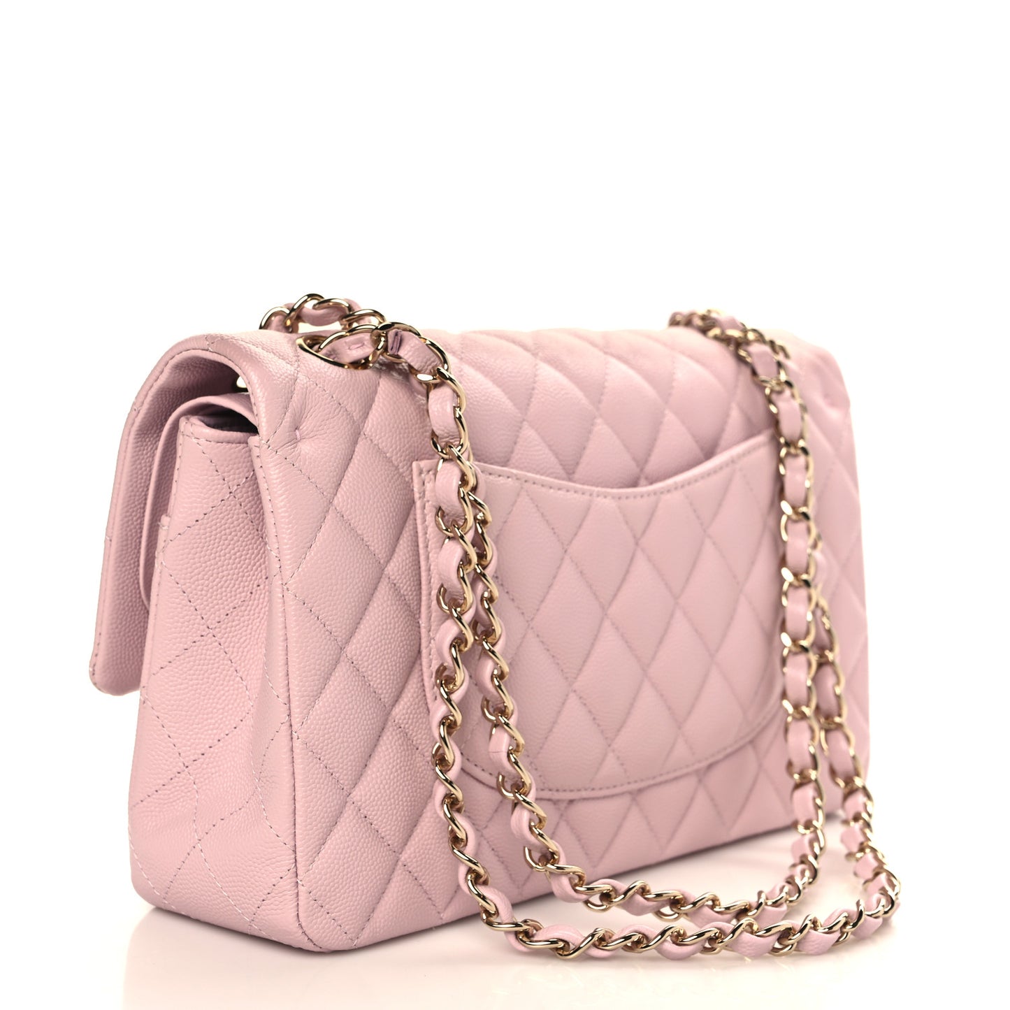 Caviar Quilted Medium Double Flap Light Pink