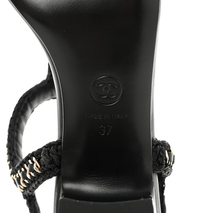 Chanel Lambskin CC Chain Braided Sandals 37 Black 6 of 11
