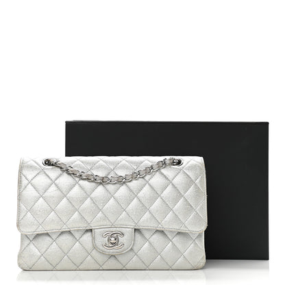 Chanel Glittered Metallic Caviar Quilted Medium Double Flap Silver 15 of 15