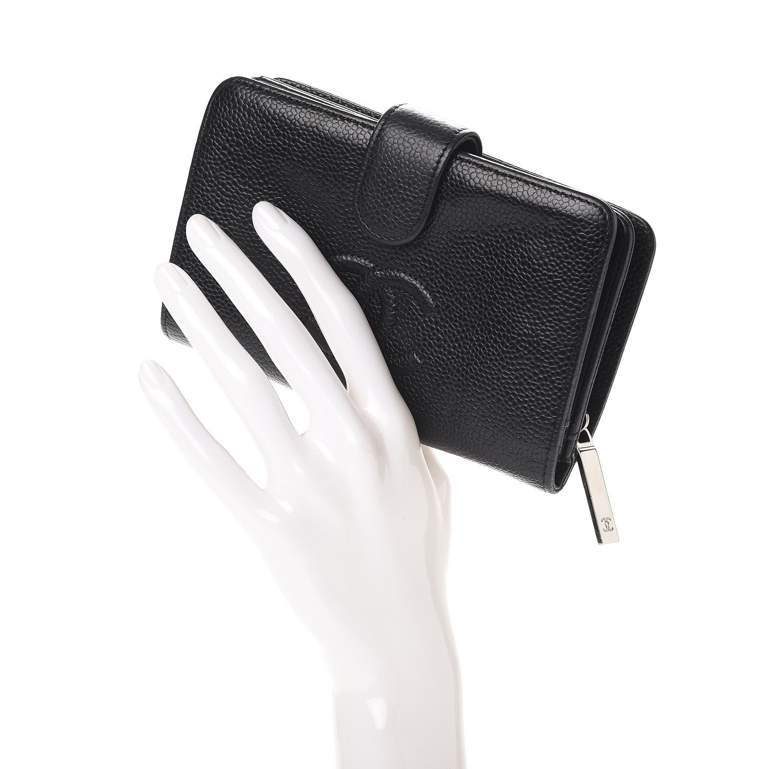 Chanel Caviar Timeless CC Zipped Pocket Wallet Black 2 of 9