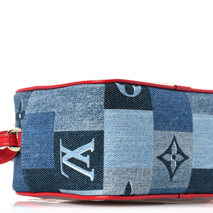 Louis Vuitton Denim Damier Monogram Patchwork PVC Beach Pouch Blue Rouge 8 of 9