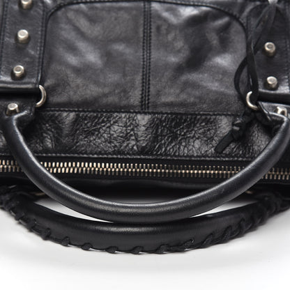 Balenciaga Agneau Classic Silver Hardware Weekender Black 12 of 13