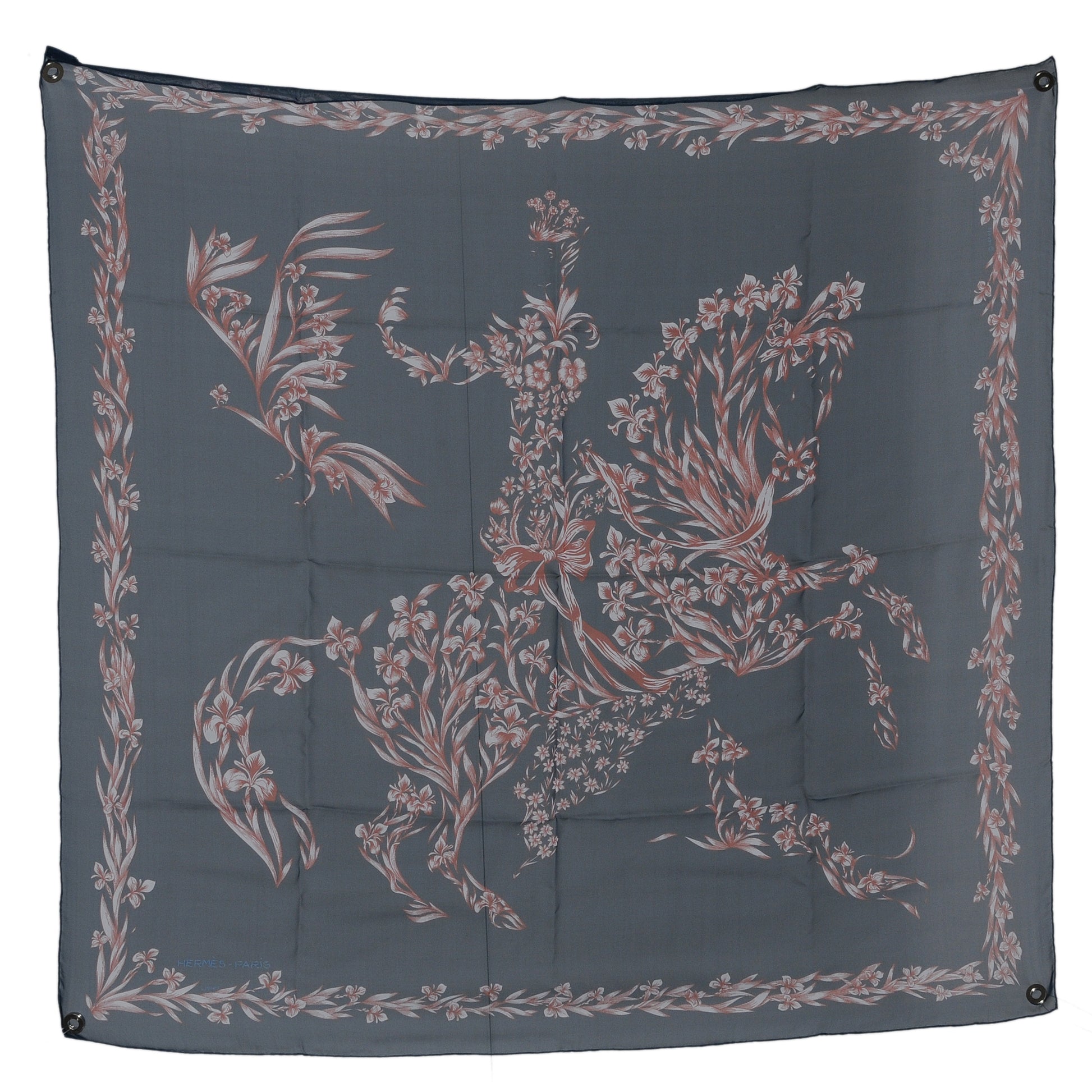 Hermes Silk Mousseline Cheval Fleuri Scarf 90 2 of 6