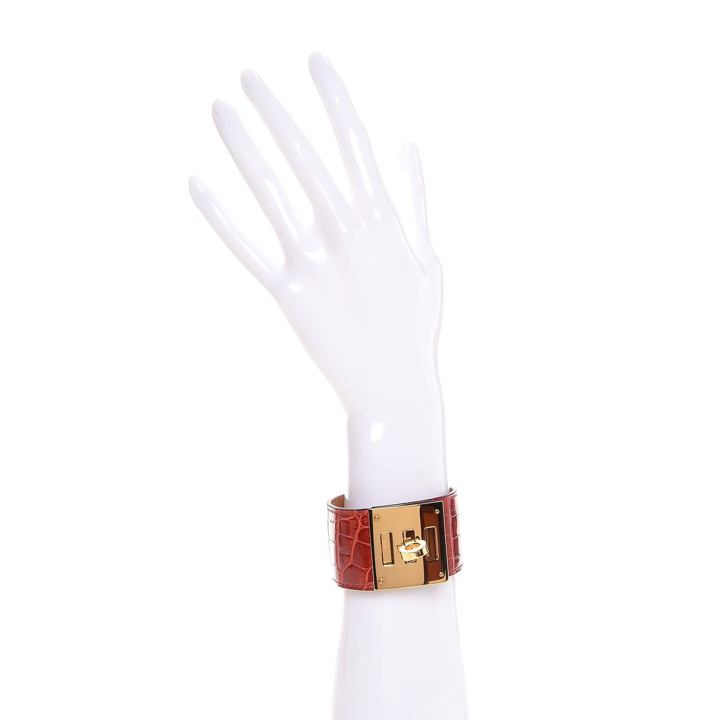 Shiny Alligator Kelly Dog Cuff Geranium