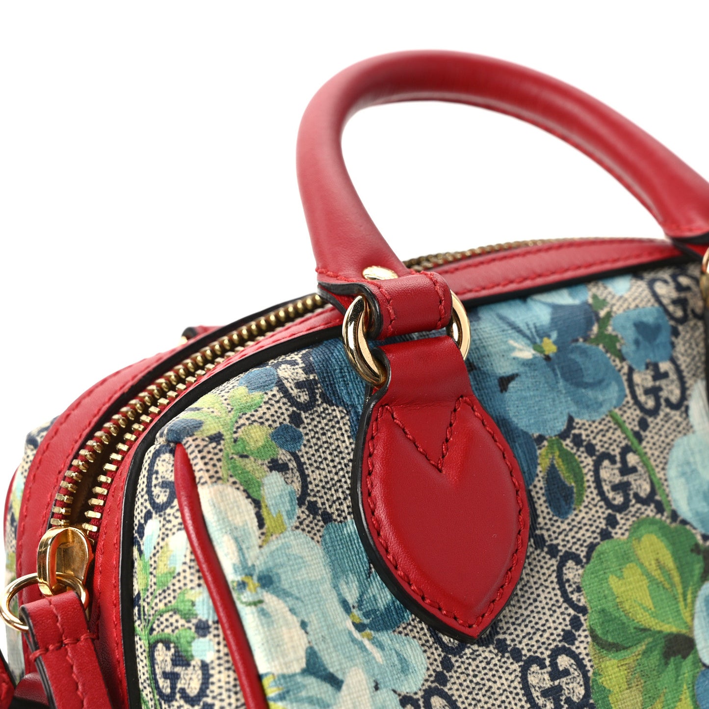 GG Supreme Monogram Blooms Mini Boston Navy Blue Hibiscus